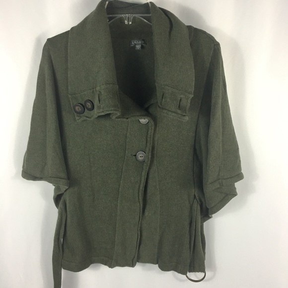 Lilla P Green Asymmetrical Belted Green Sweater - Picture 2 of 6